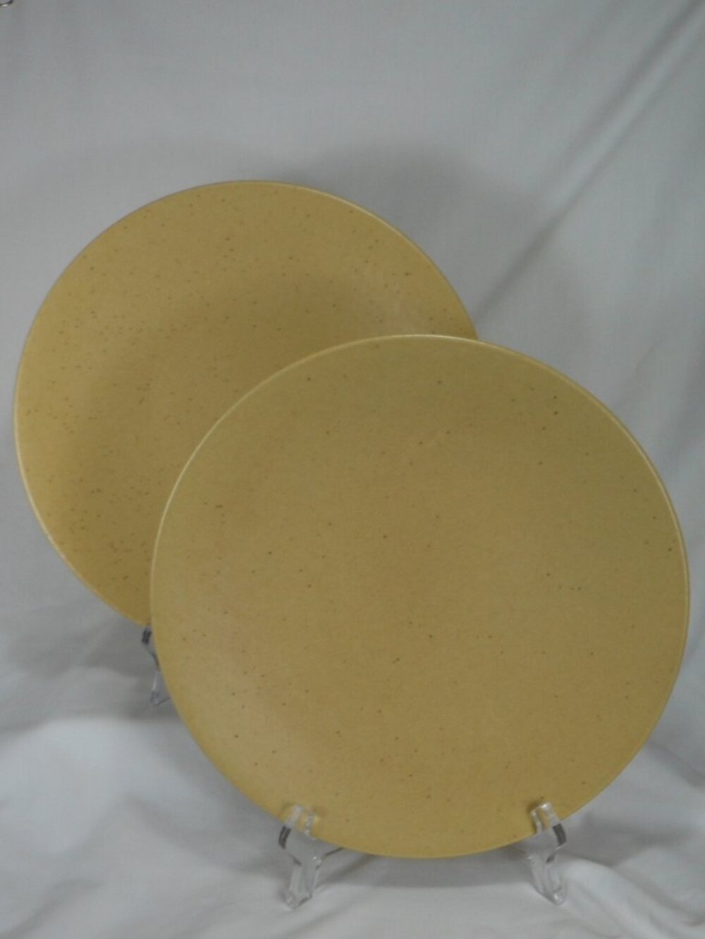 Pier 1 Natural Speckle stoneware earth tone tan color dinner plate x 2